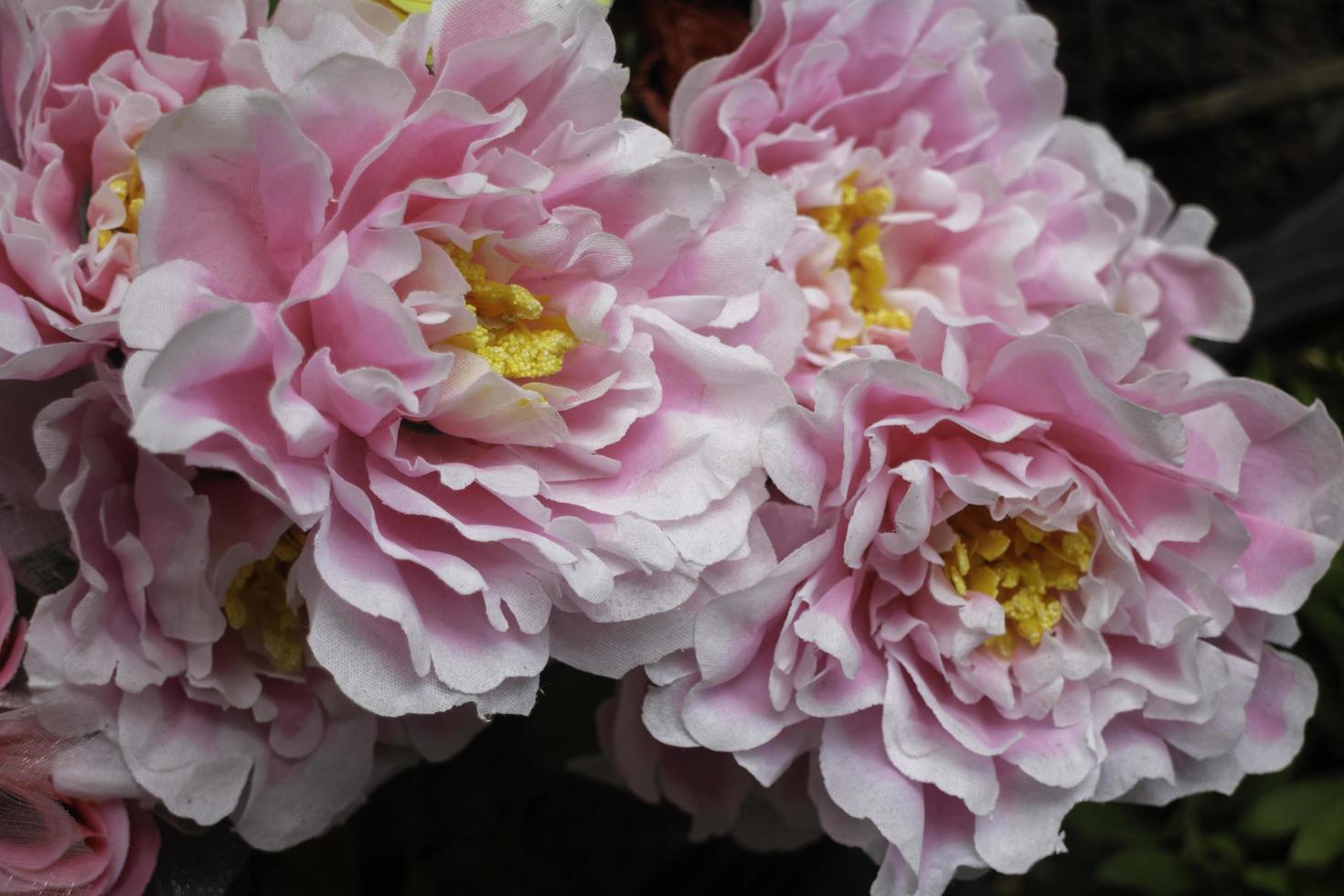 Artificial pink flowers photo