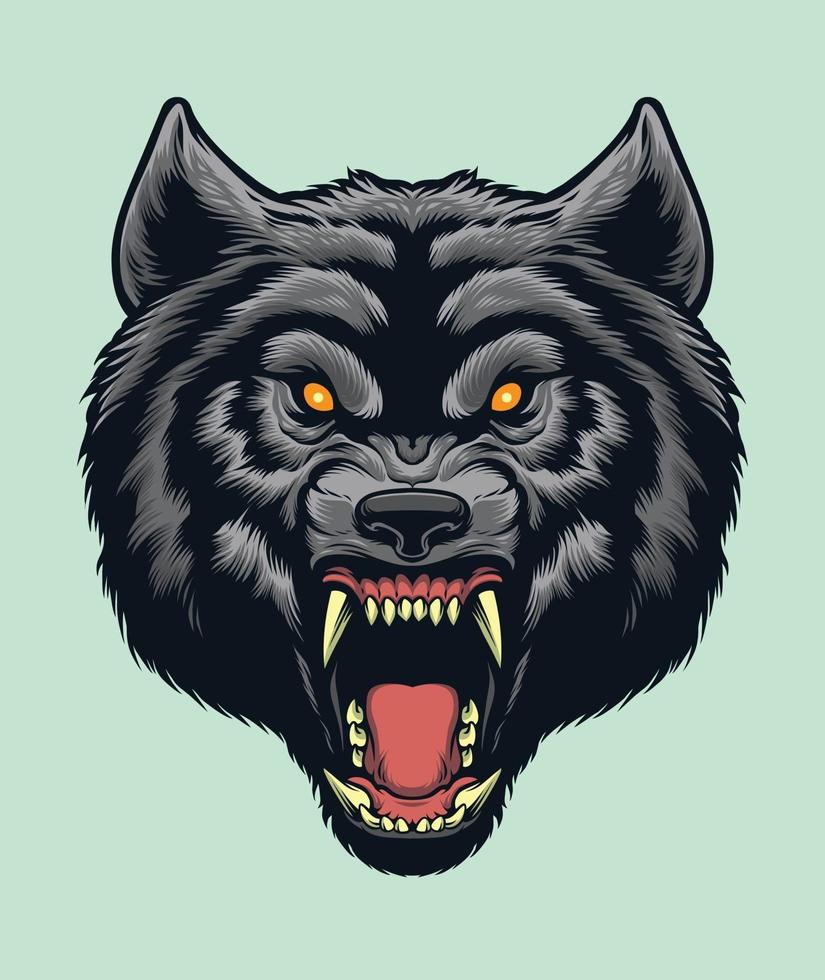 vector de cabeza de lobo enojado para elementos de diseño de logotipo, cartel, ilustración