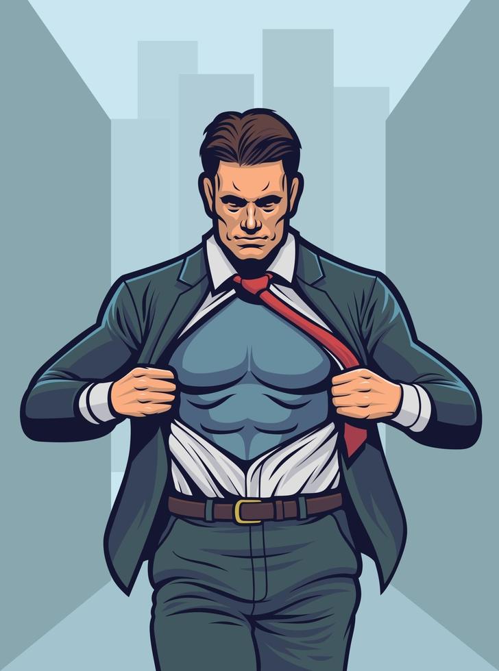 Superhero changing suit vector