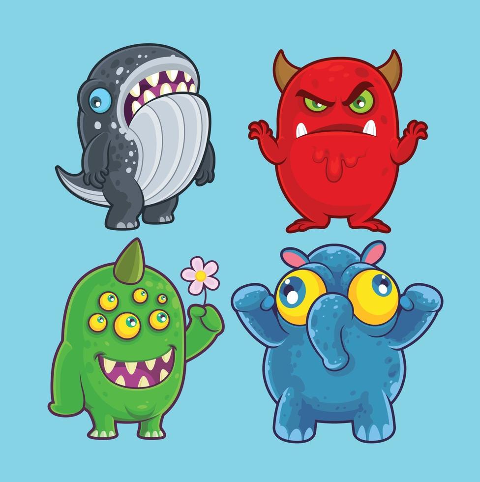 Cute monsters set for illustration and design vector