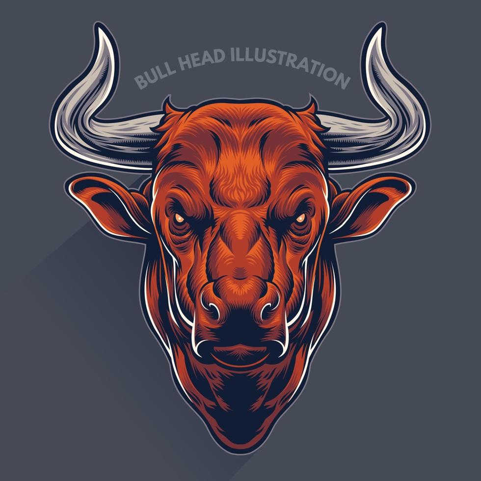 Ilustración de cabeza de toro vector