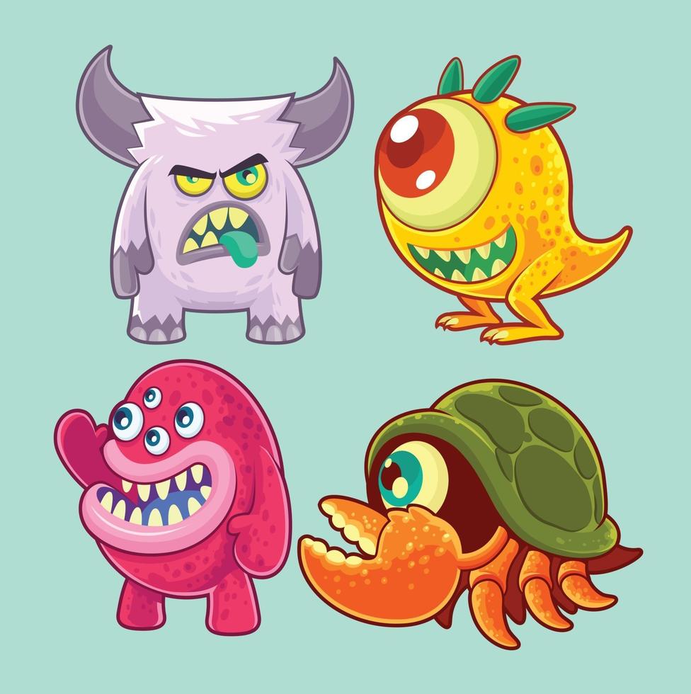 Cute and Funny monsters Set vector