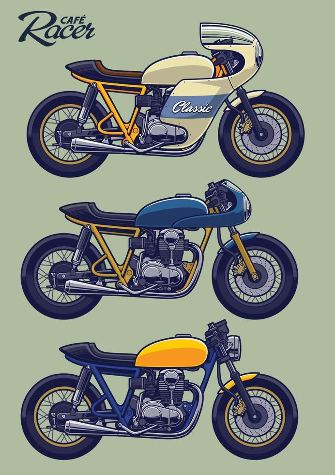 Cafe Racer Bike Set vector