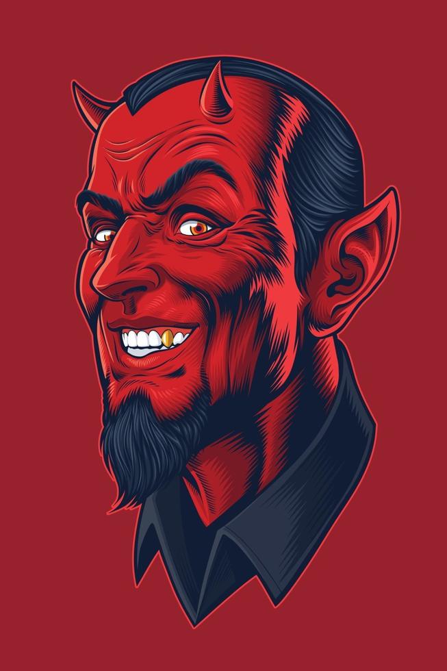 Devil Head with Red Background vector