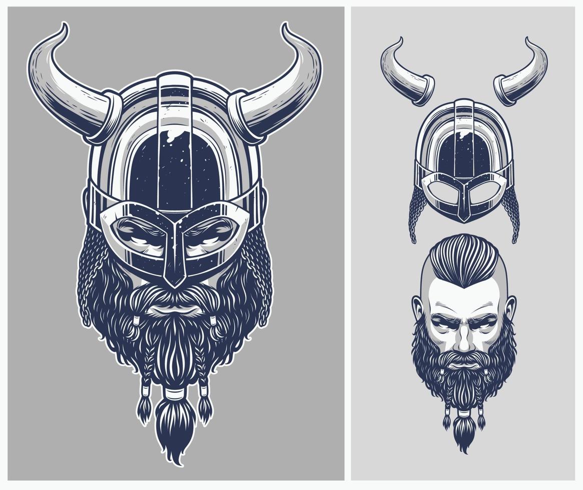 Viking Warrior with Optional helmet vector