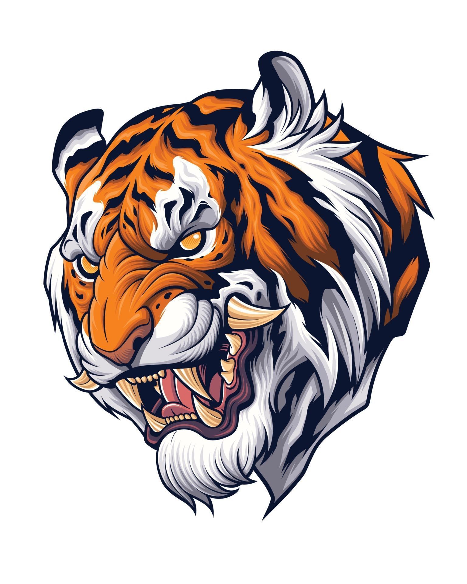 Tiger head in Japanese style depiction 2129004 Vector Art at Vecteezy