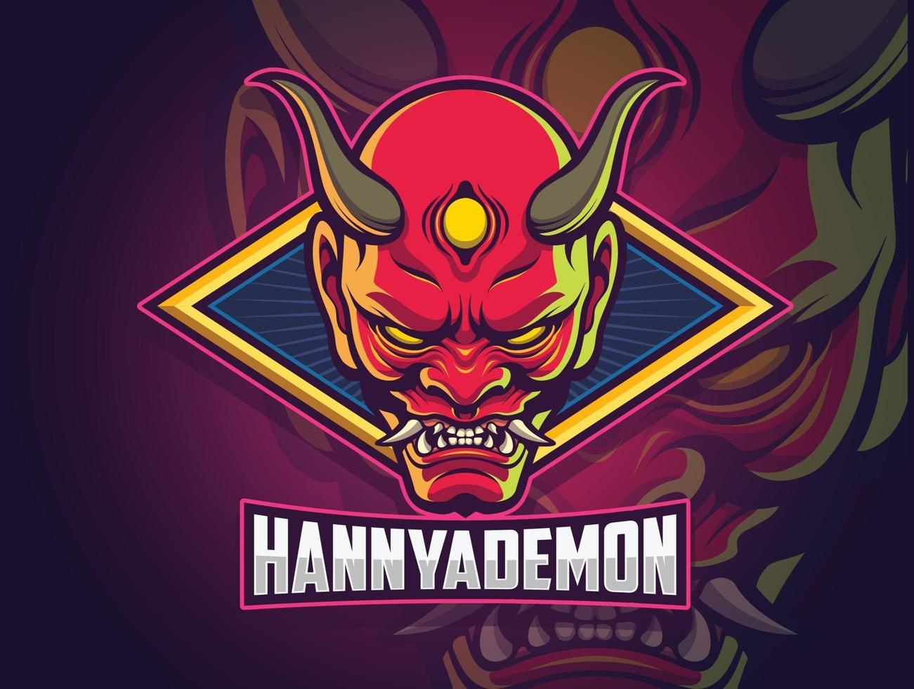 Hannya demon face esports logo design for your team vector