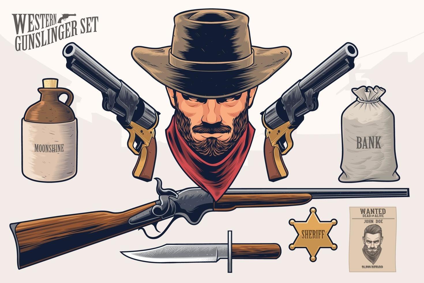Western Gunslinger Set vector