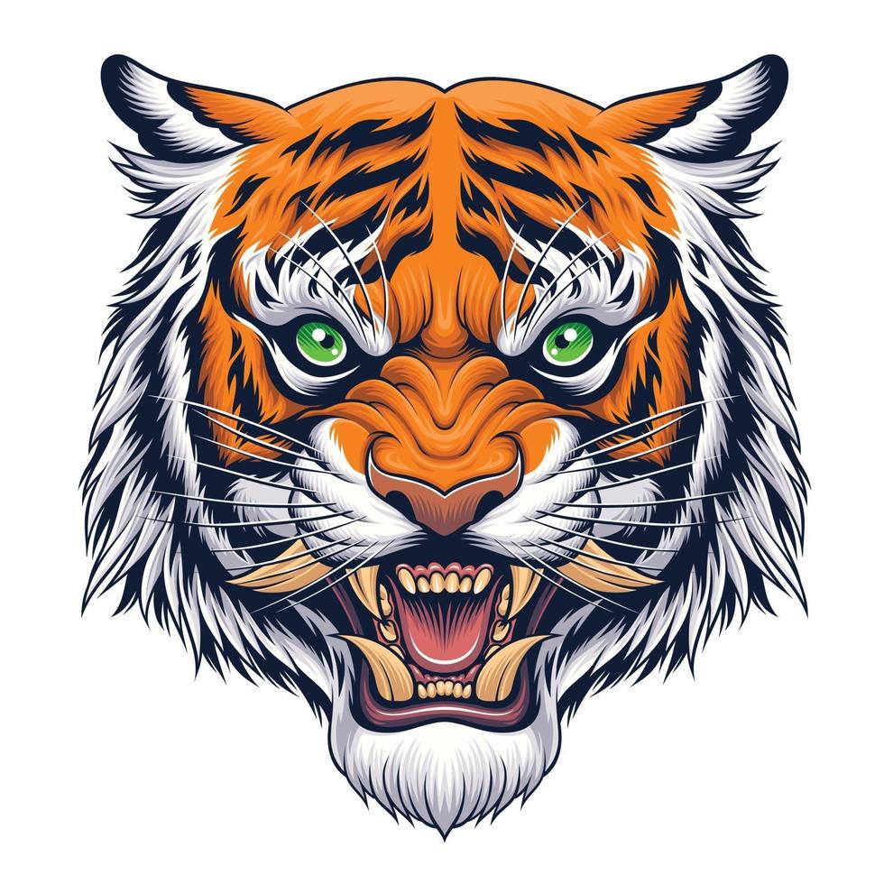 Tiger head in Japanese style illustration vector