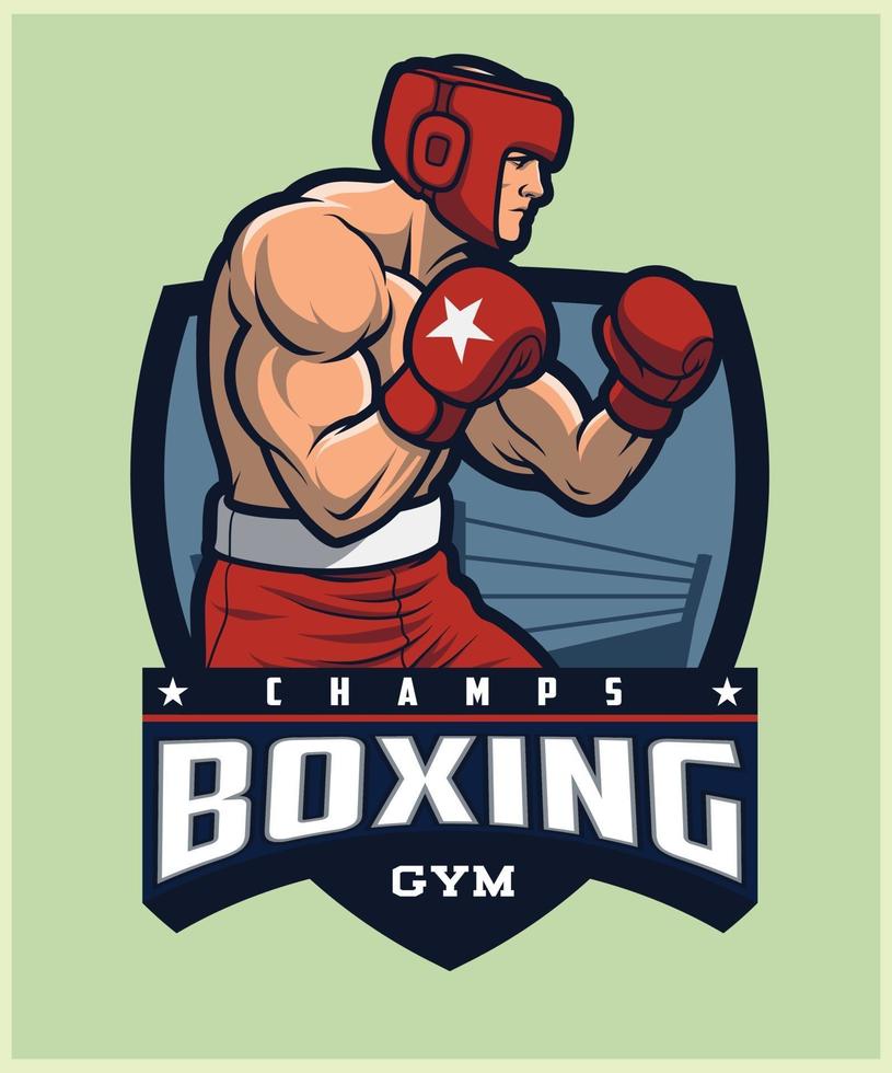 logotipo de la mascota del gimnasio de boxeo vector