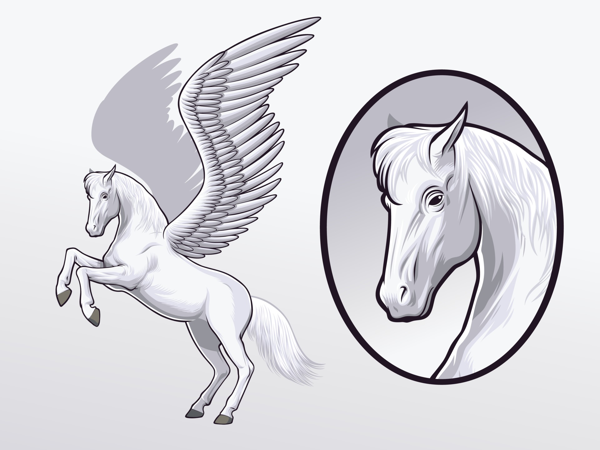 Pegasus drawing for Illustration and design element 2129082 Vector Art