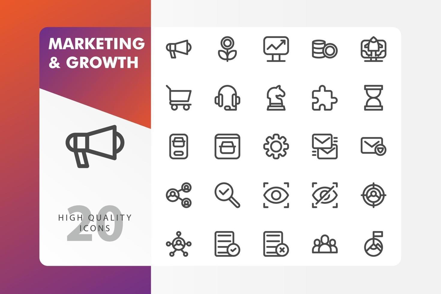 Marketing and Growth icon pack isolated on white background vector