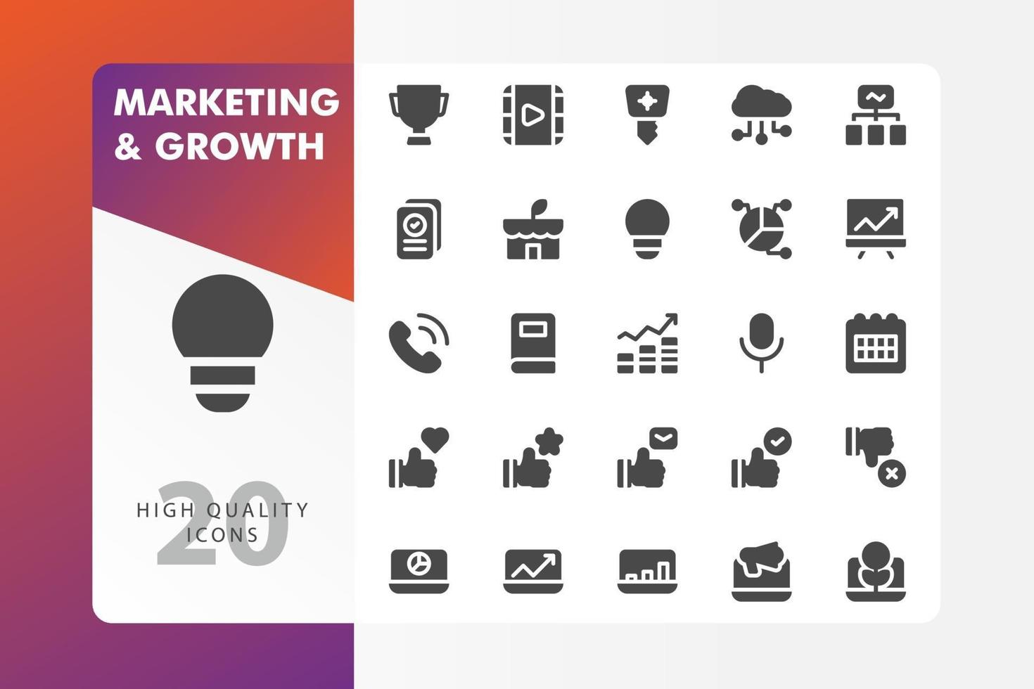 Marketing and Growth icon pack isolated on white background vector