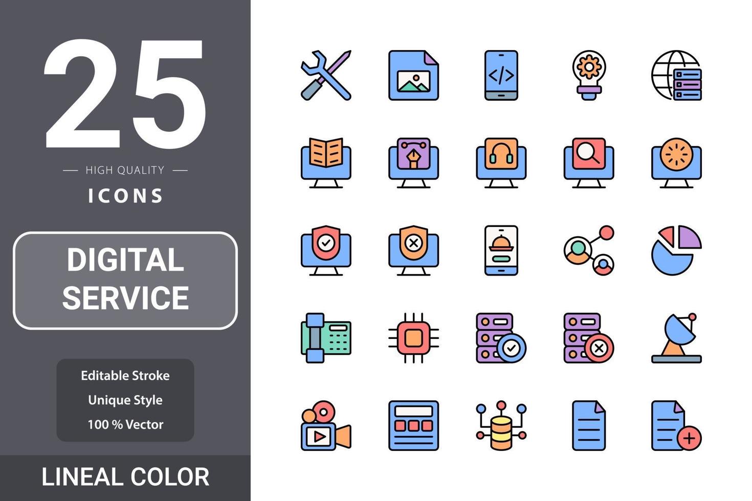 paquete de iconos de servicio digital vector