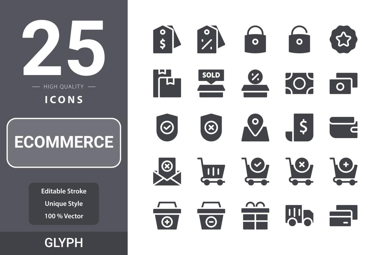 Ecommerceicon pack for your web site design, logo, app, UI. Ecommerce icon glyph design vector