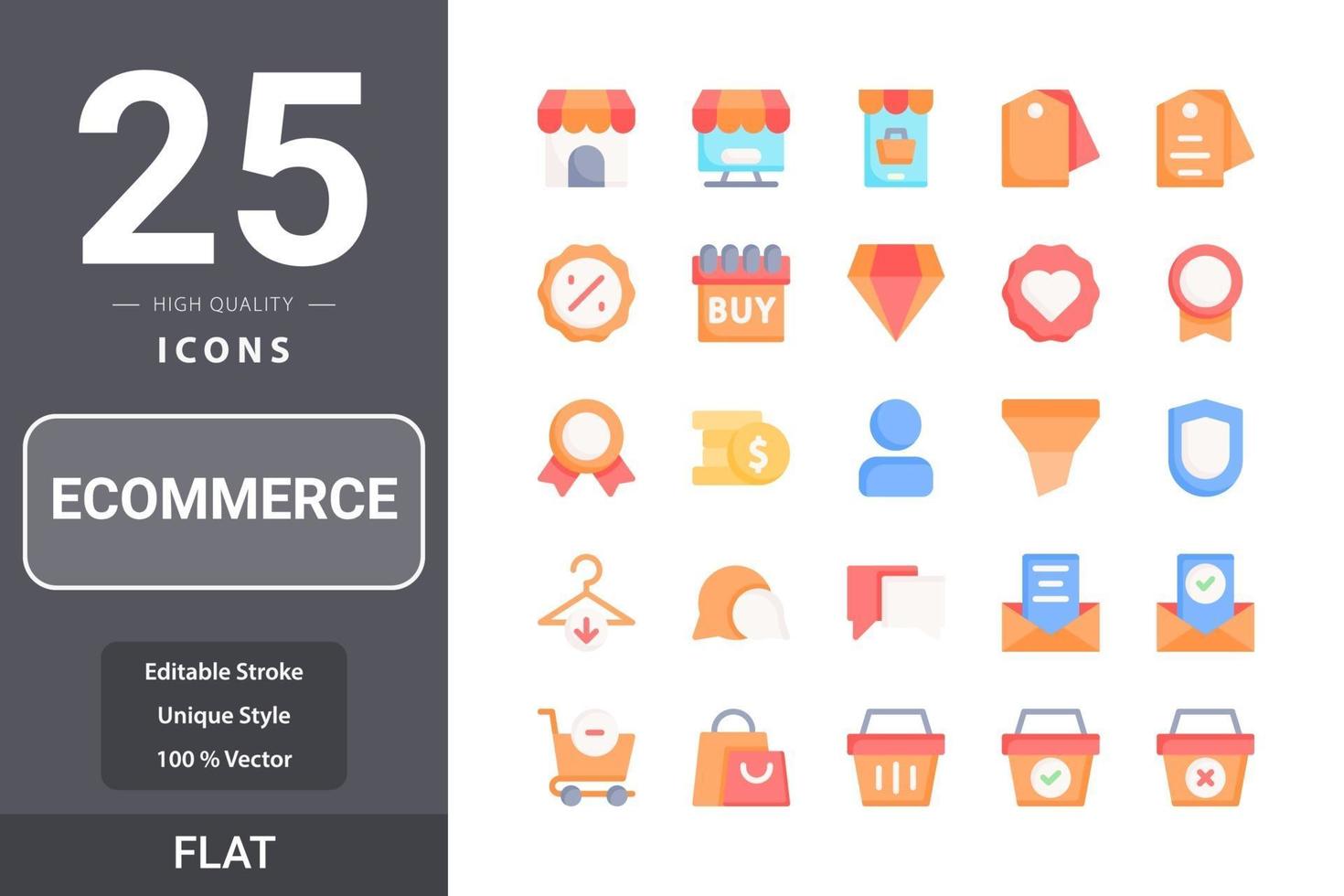 Ecommerceicon pack for your web site design, logo, app, UI. Ecommerce icon flat design vector