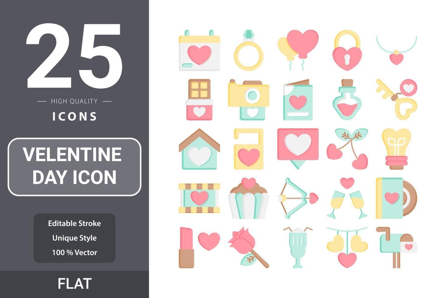 Velentine's Day icon flat pack design vector