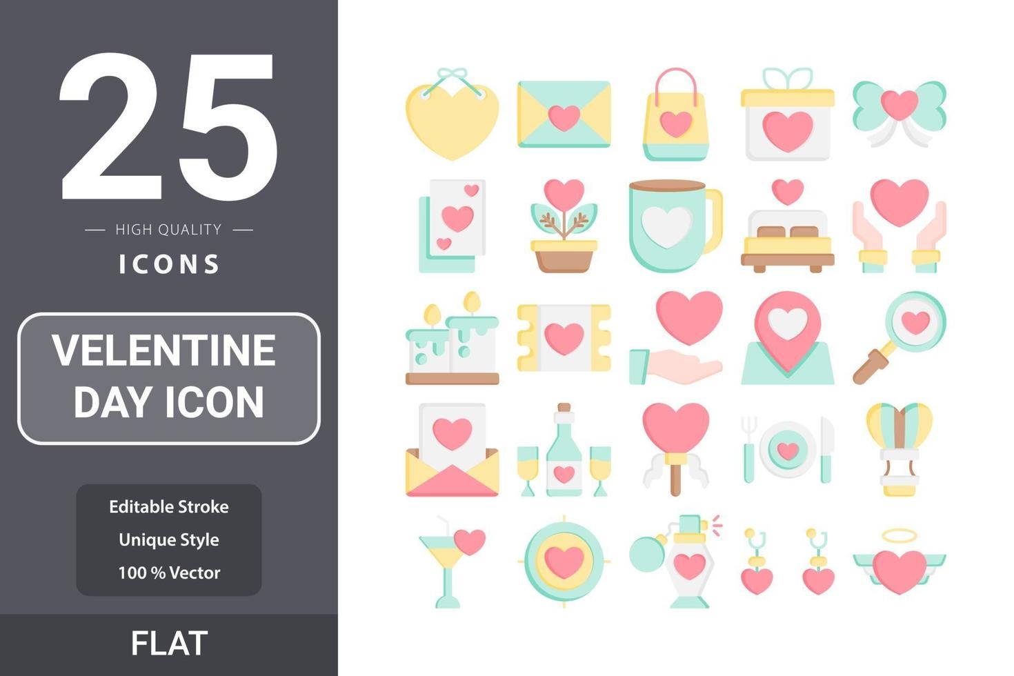 Velentine's Day icon flat pack design vector