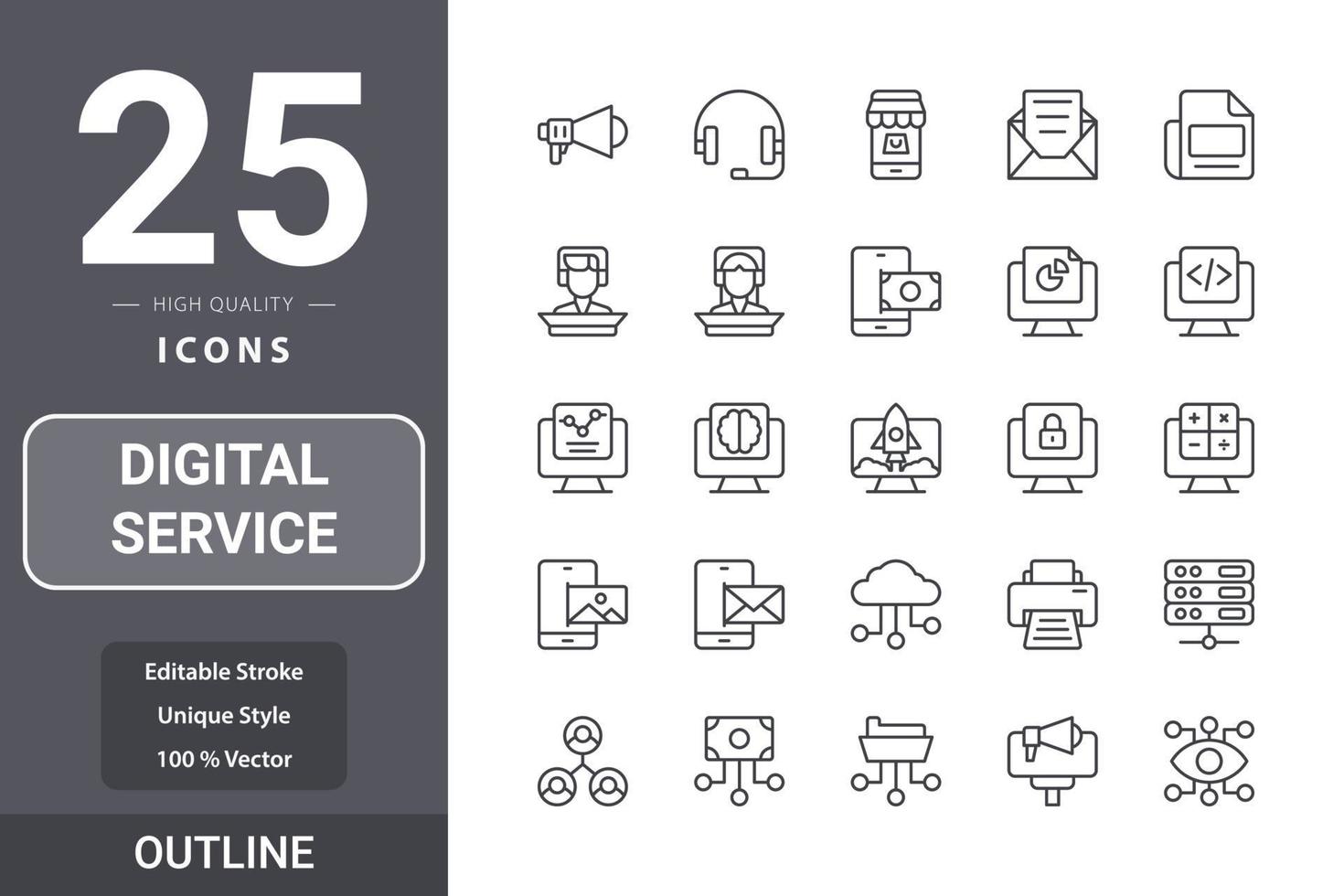 Digital Service icon pack for your web site design, logo, app, UI vector