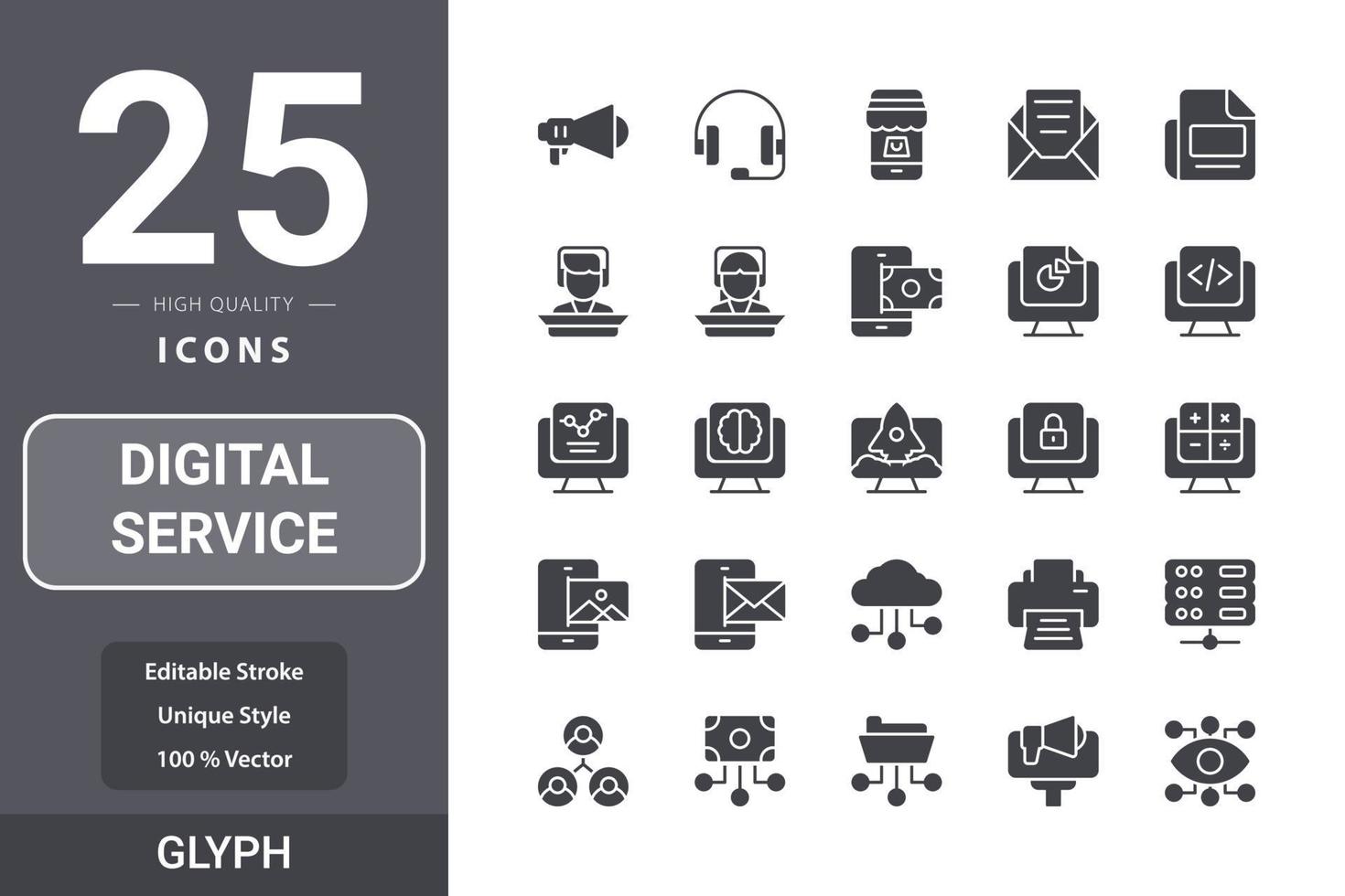 paquete de iconos de servicio digital para el diseño de su sitio web, logotipo, aplicación, ui vector