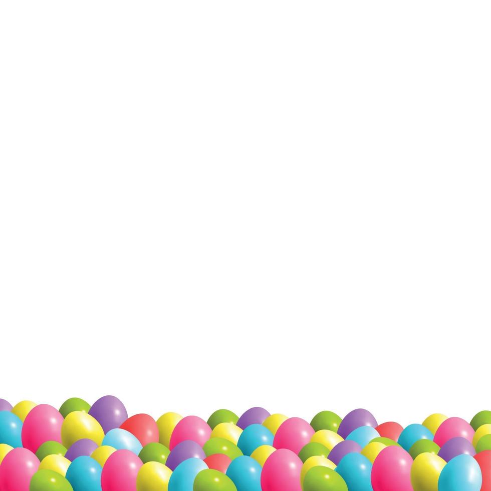 Abstract illustration of many multi-colored eggs with different shades on green grass vector