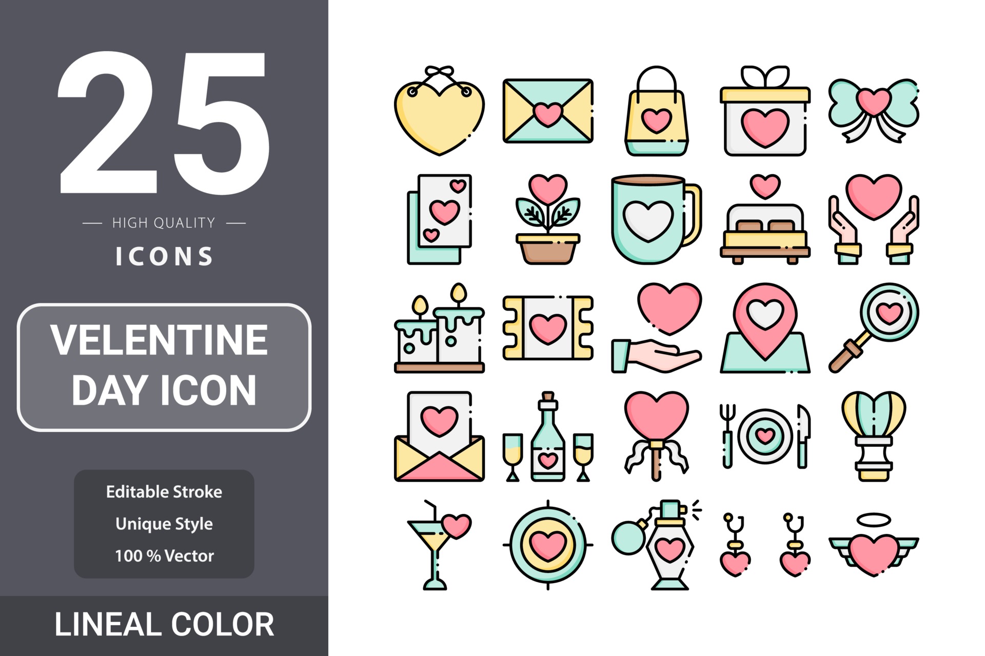 Valentine’s Day icon pack for your web site design, logo, app, UI