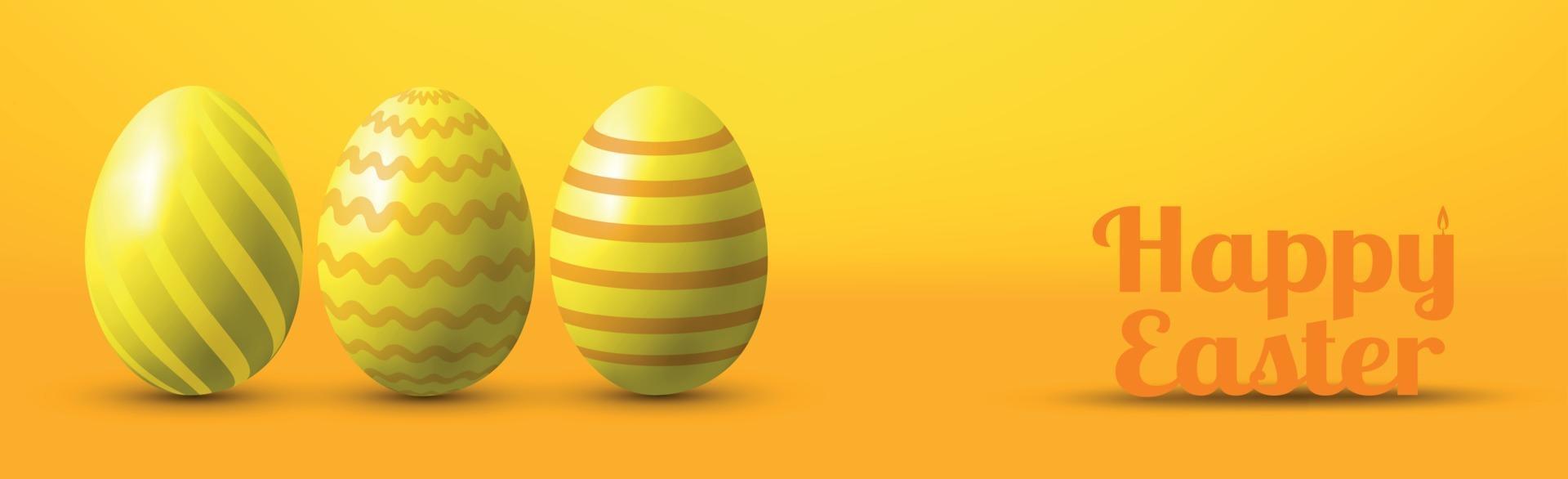 Painted eggs on a yellow background with congratulations on Easter - Vector illustration