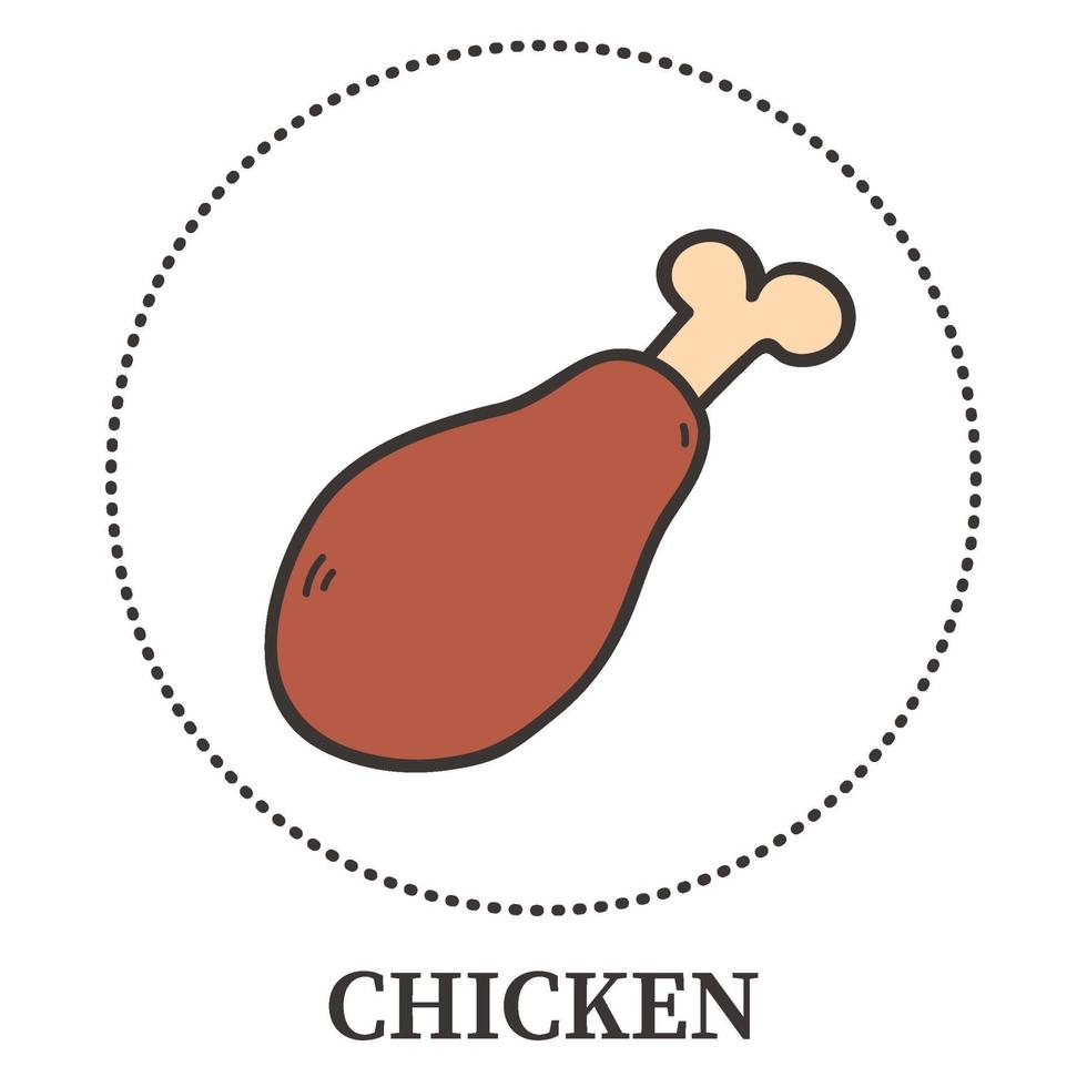 Abstract chicken leg on white background - Vector