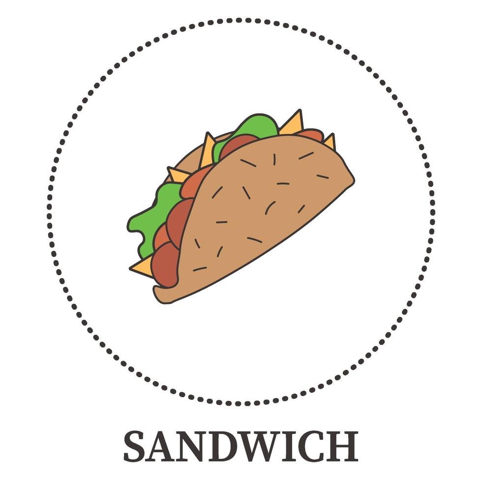 Abstract big sandwich, pita on white background - Vector