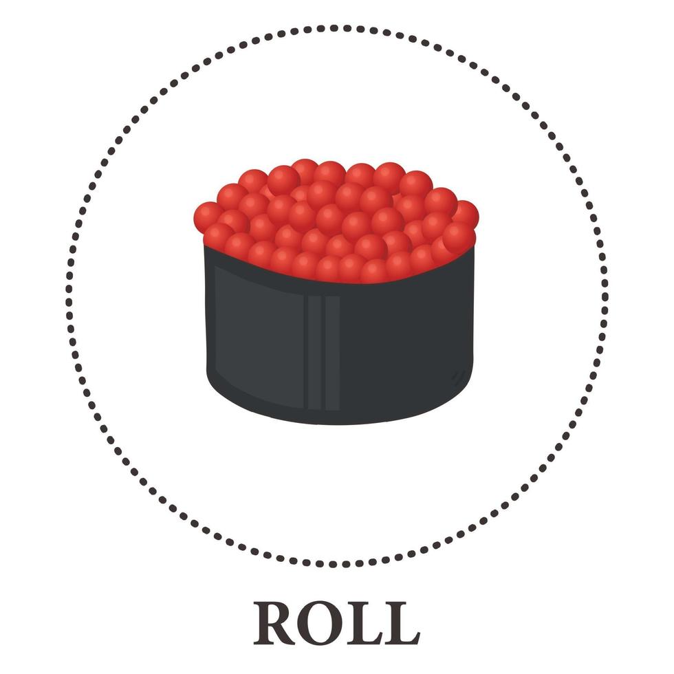 Rollos de sushi plato nacional japonés con caviar - vector