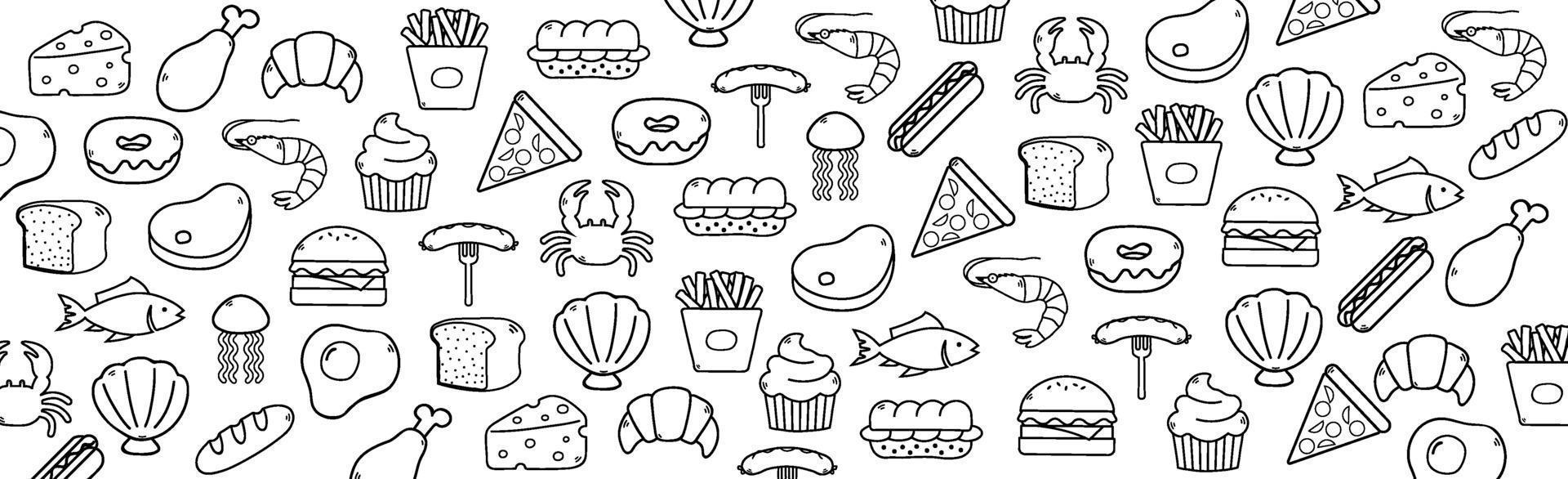 Abstract white background with elements of useful food - Vector