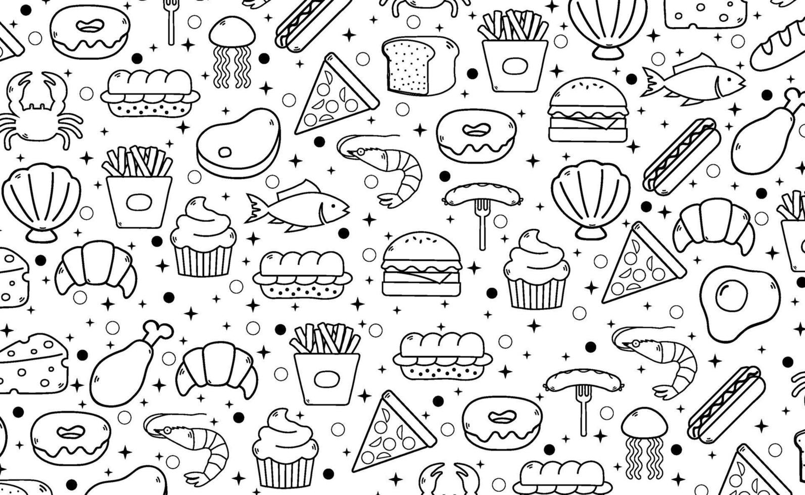 Abstract white background with elements of useful food - Vector