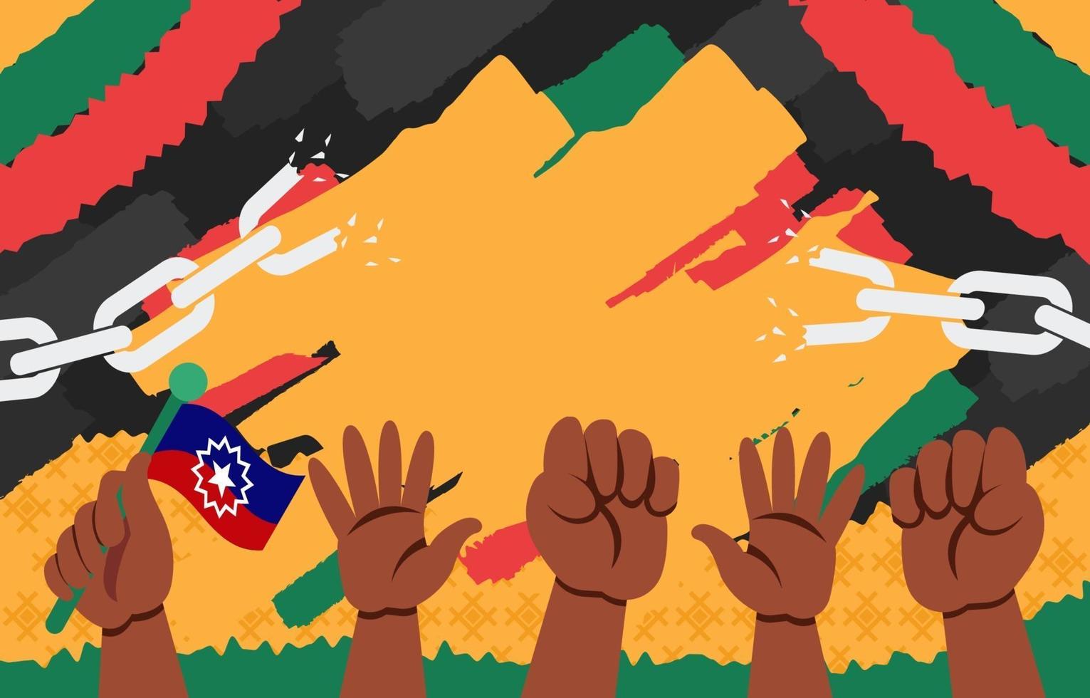 Hands and Chain to Celebrate Freedom Juneteenth vector