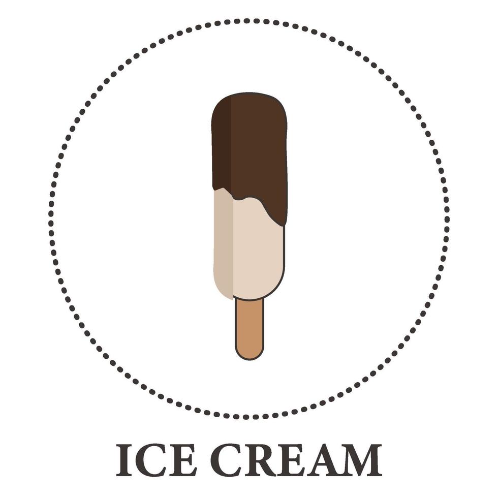 Realistic ice cream on popsicle stick on white background - Vector