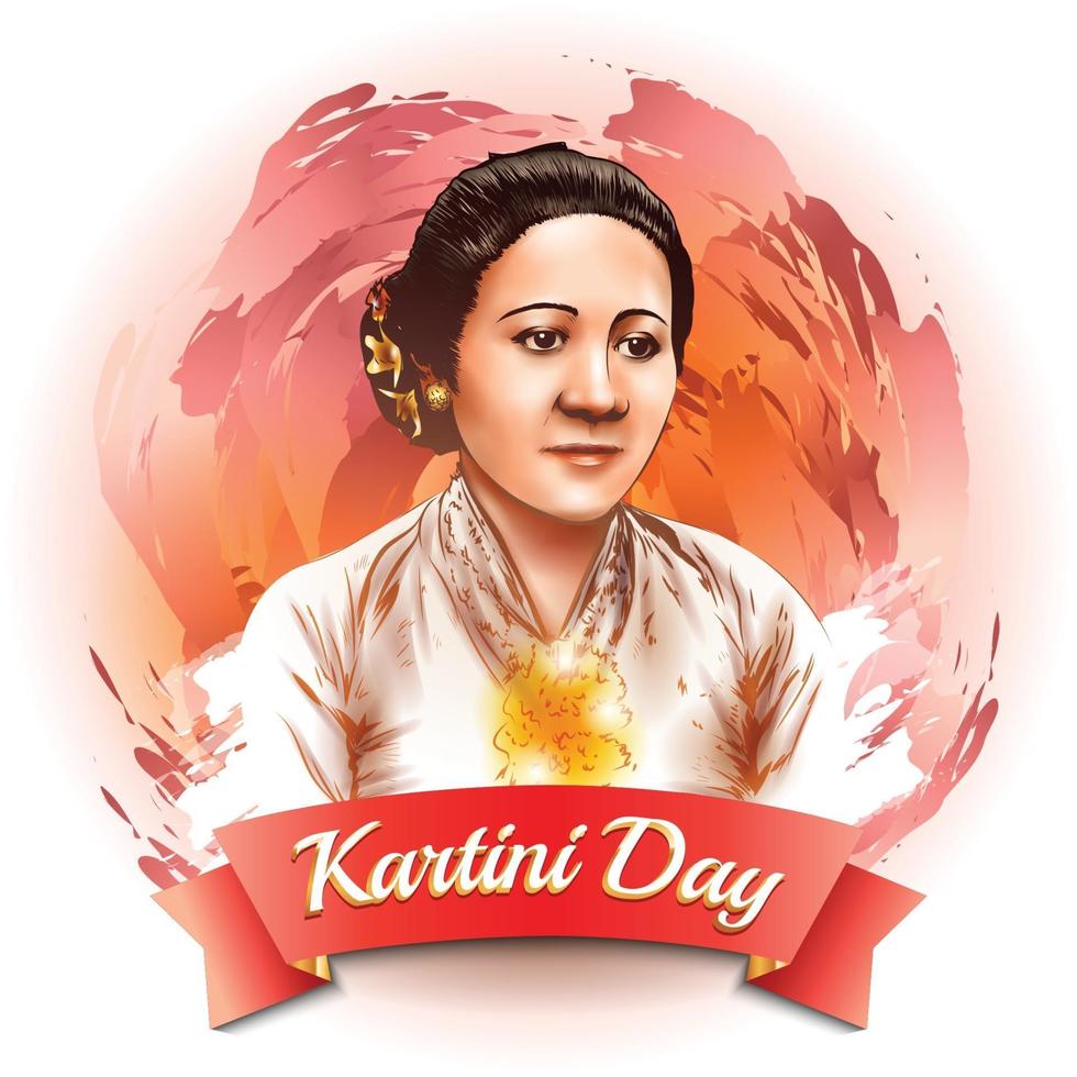 celebración del concepto de retrato del día de kartini vector