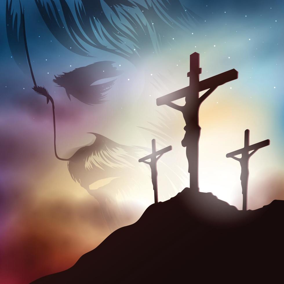 The crucifixion of Jesus Christ Concept vector