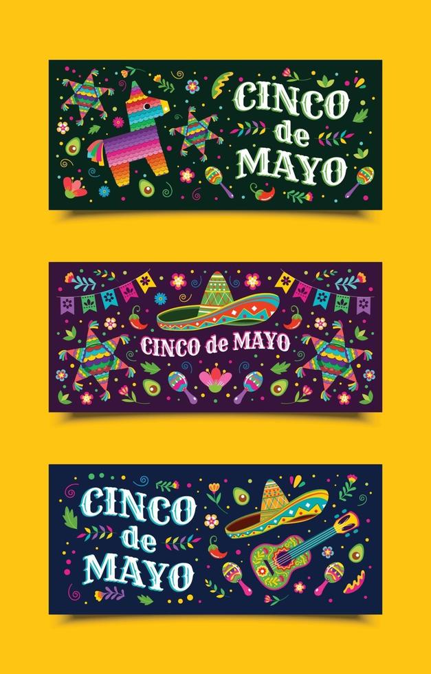 celebración del cinco de mayo pancartas vector