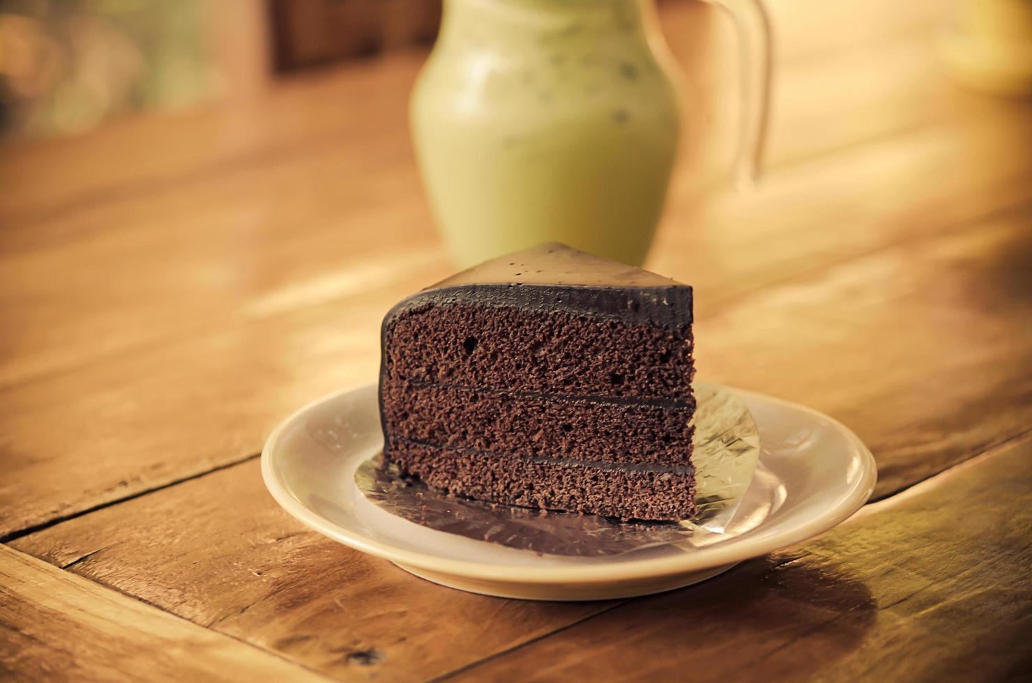 Chocolate cake on a table photo