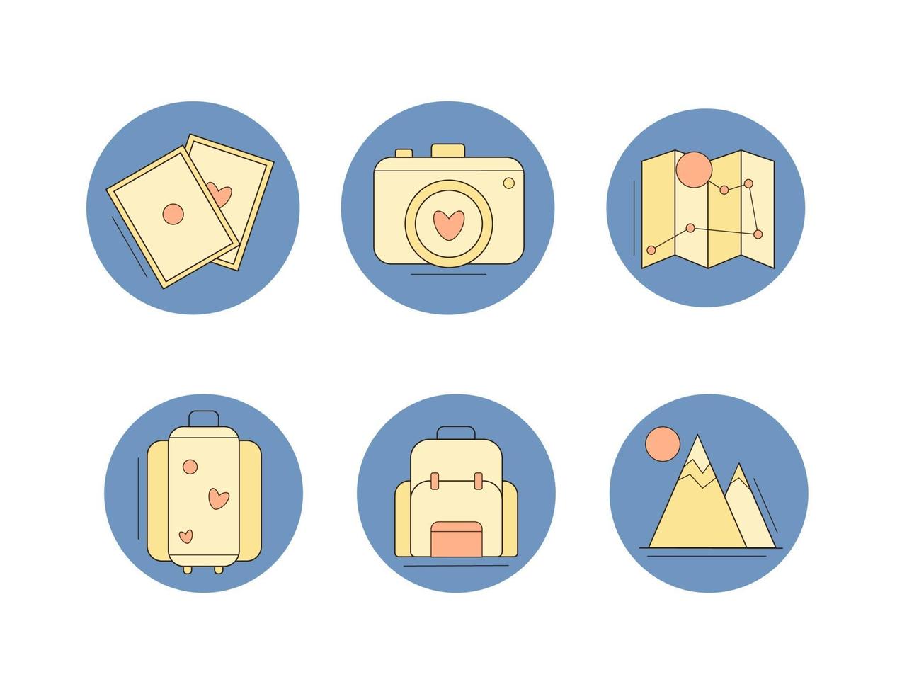 conjunto de iconos de viaje diseño plano vector