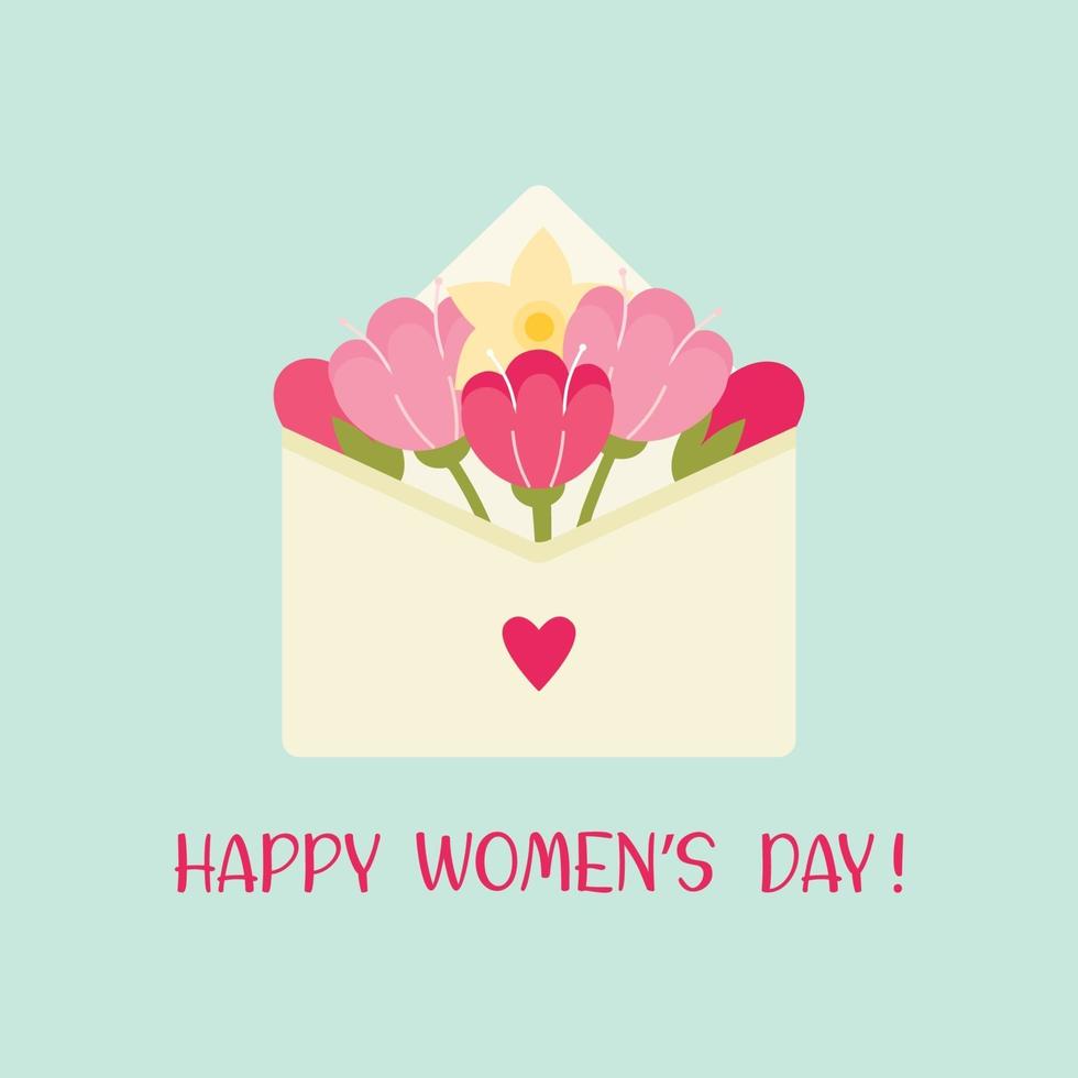 Spring Flowers Poking Through the Envelope, Women's Day Concept. vector