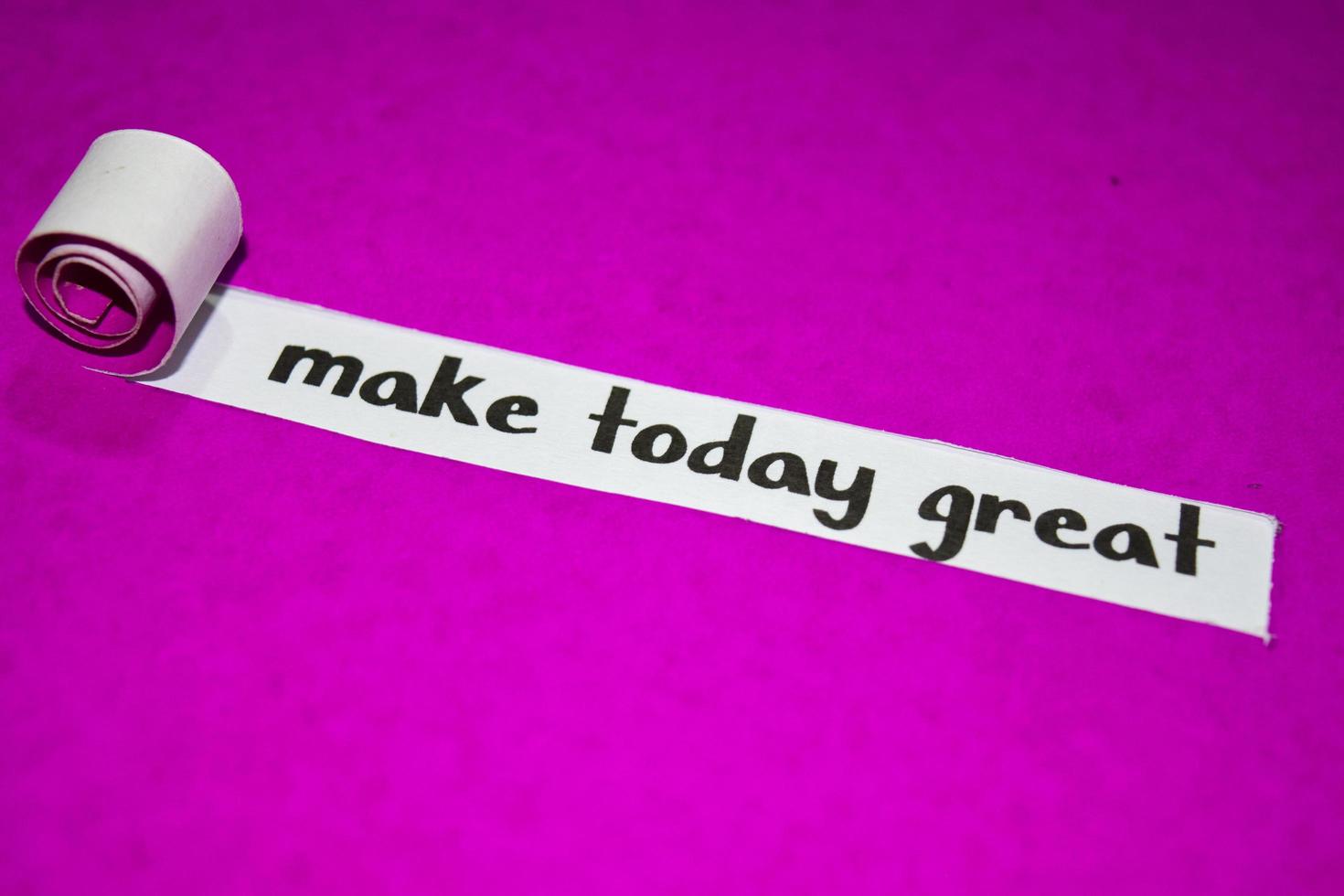 Make today great text, Inspiration, Motivation and business concept on purple torn paper photo