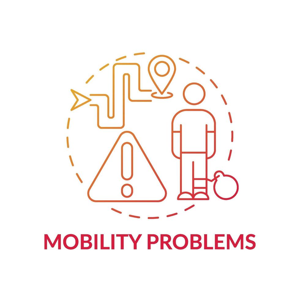 icono de concepto de problemas de movilidad vector