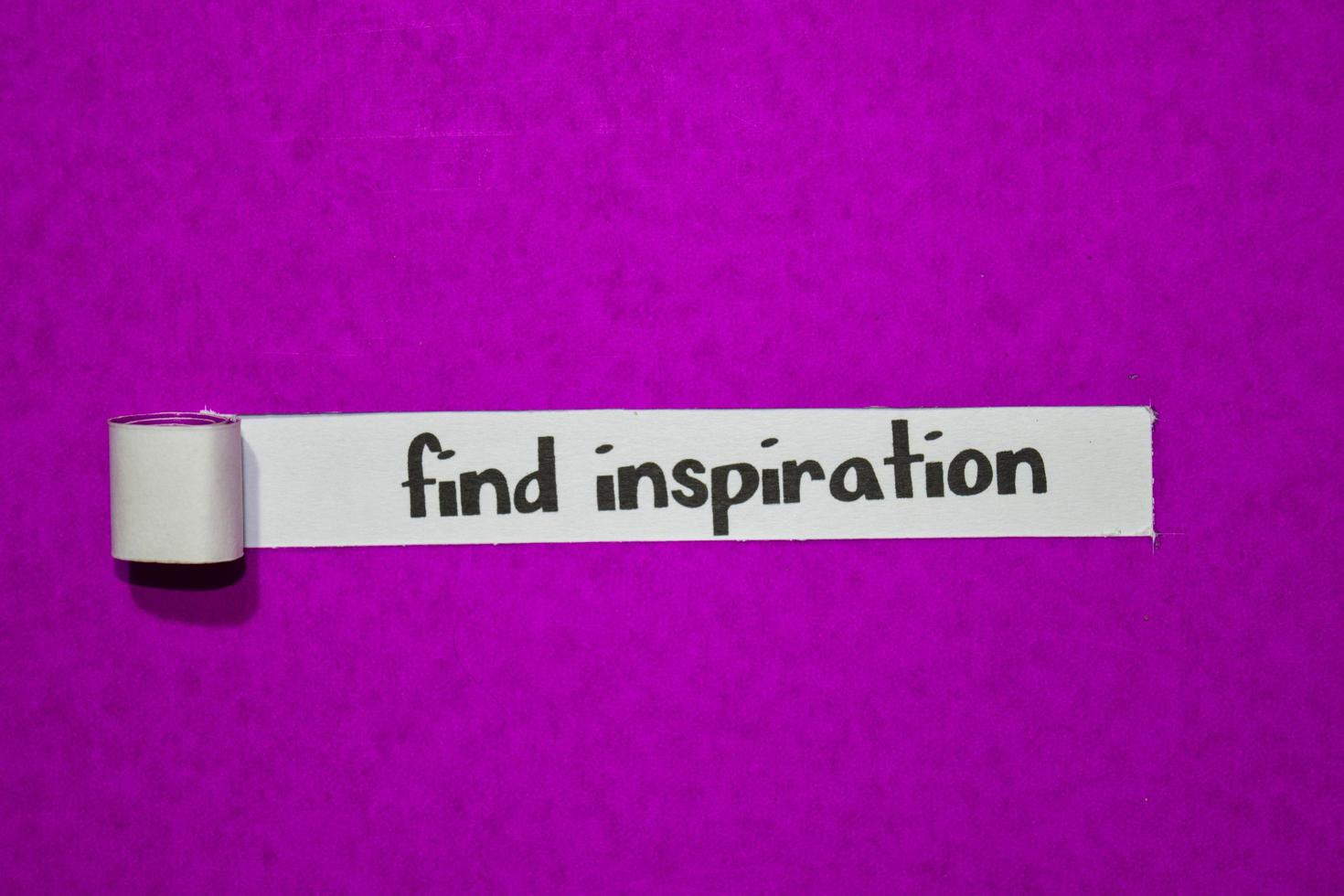 Find inspiration text, Inspiration, Motivation and business concept on purple torn paper photo