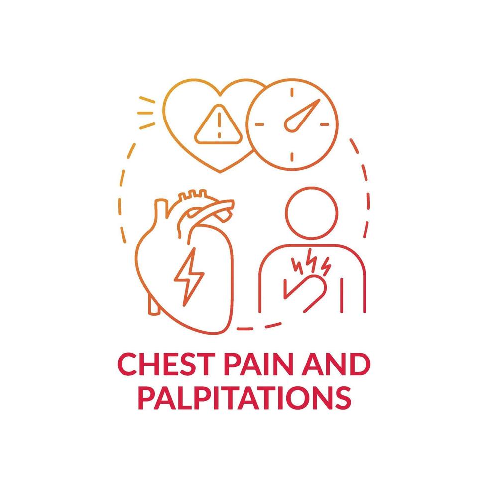 Chest pain and palpitations concept icon vector