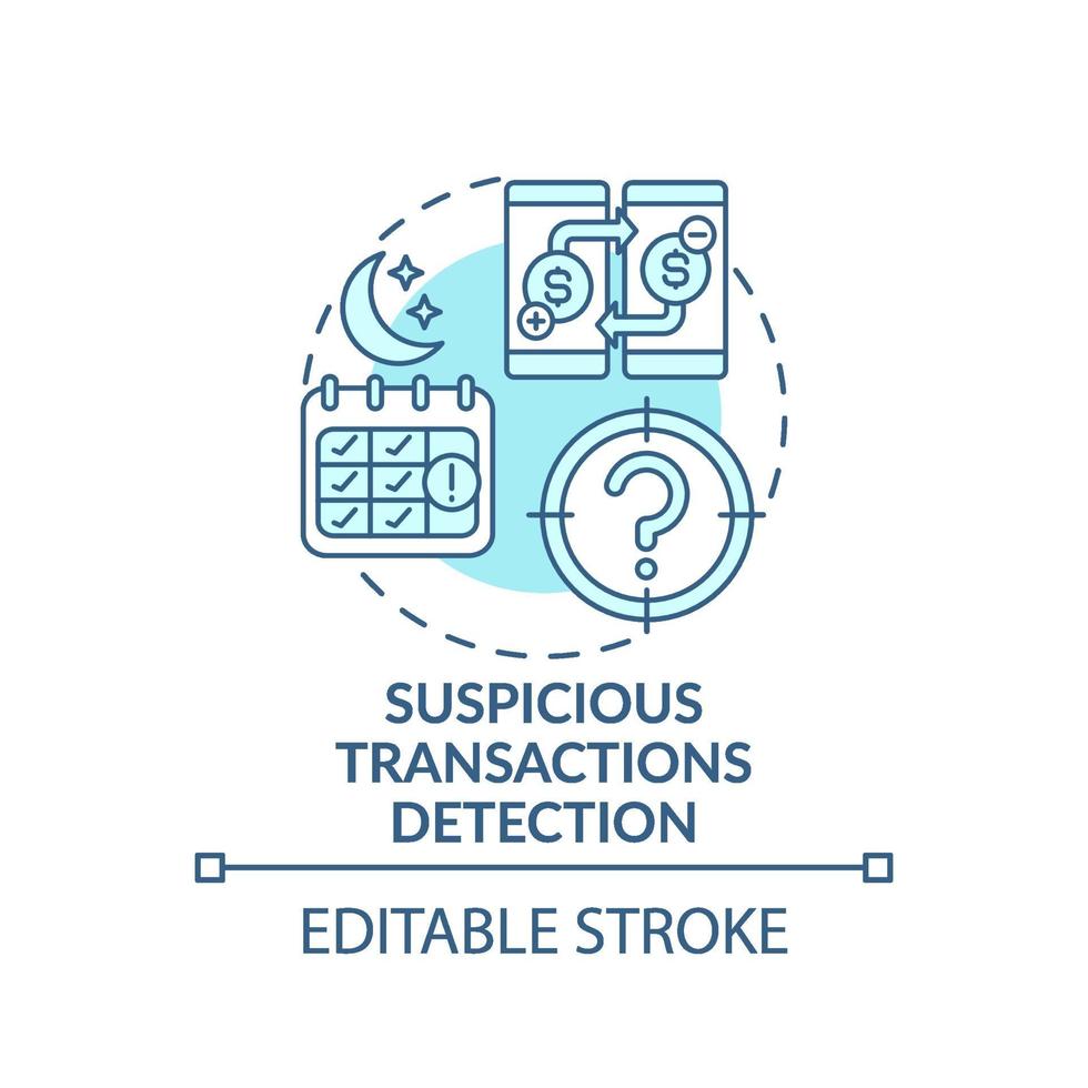 Icono de concepto de detección de transacciones sospechosas vector