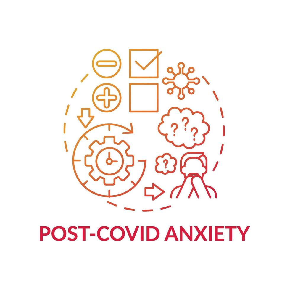 icono del concepto de ansiedad post-covid vector