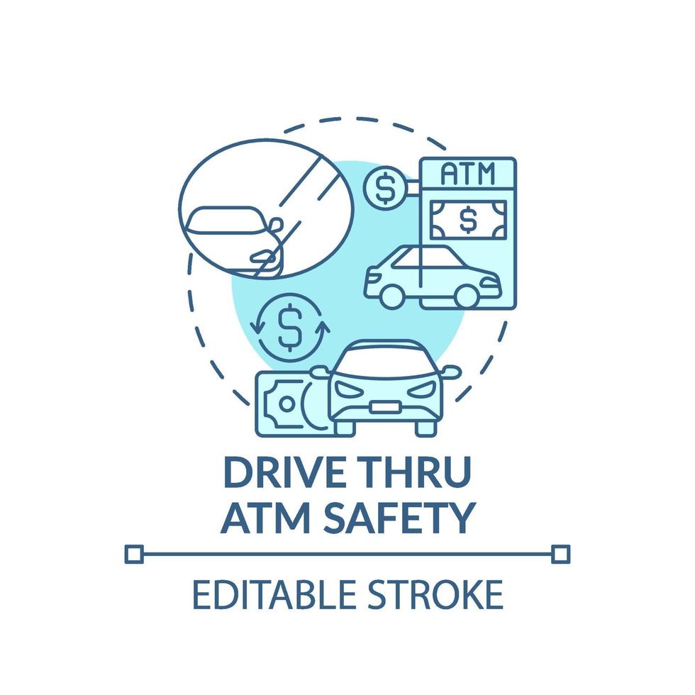 Drive thru ATM safety concept icon vector