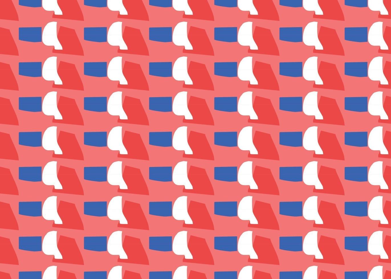 Hand drawn, red, blue, white colors shapes seamless pattern vector