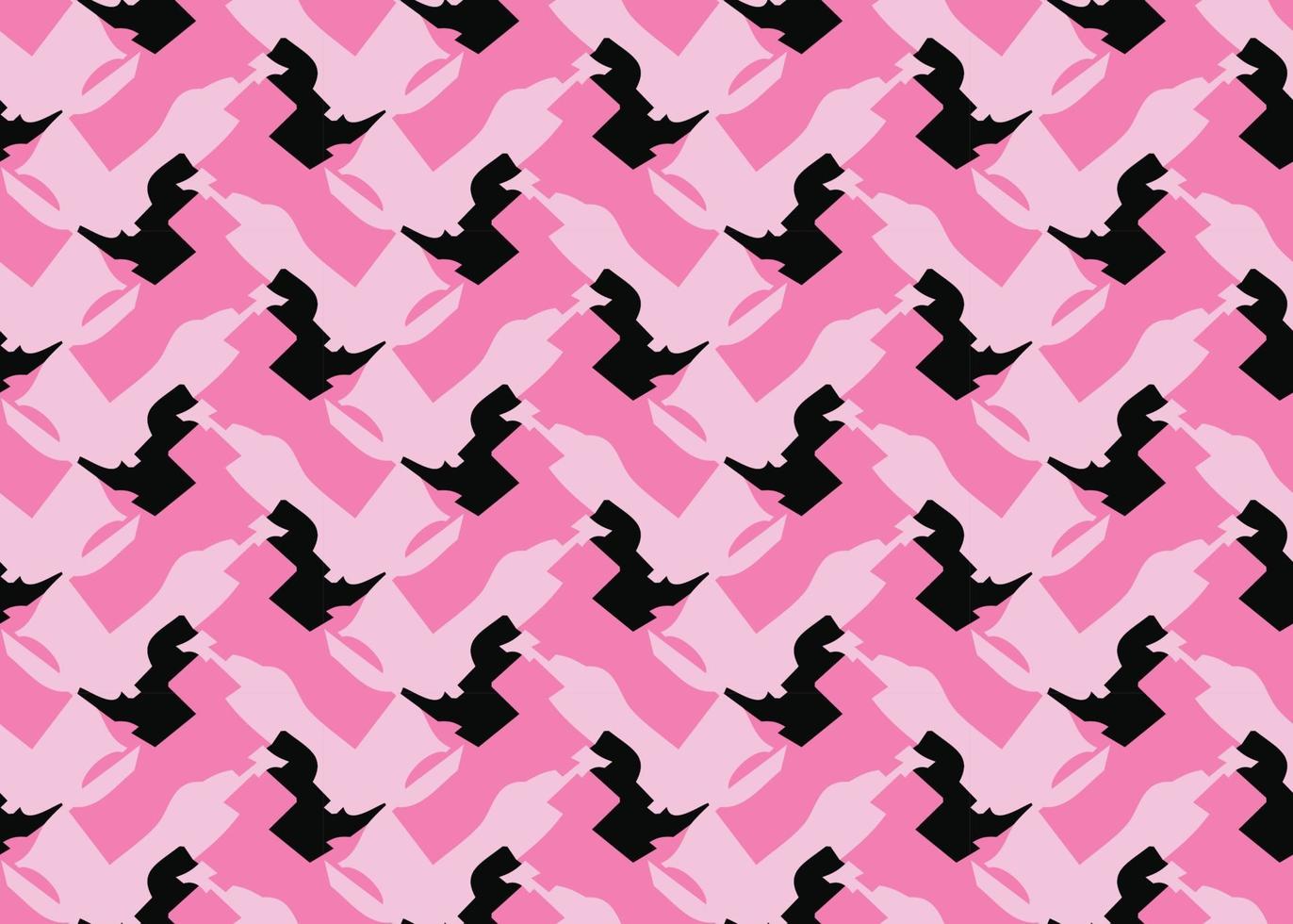 Hand drawn, pink, black shapes seamless pattern vector