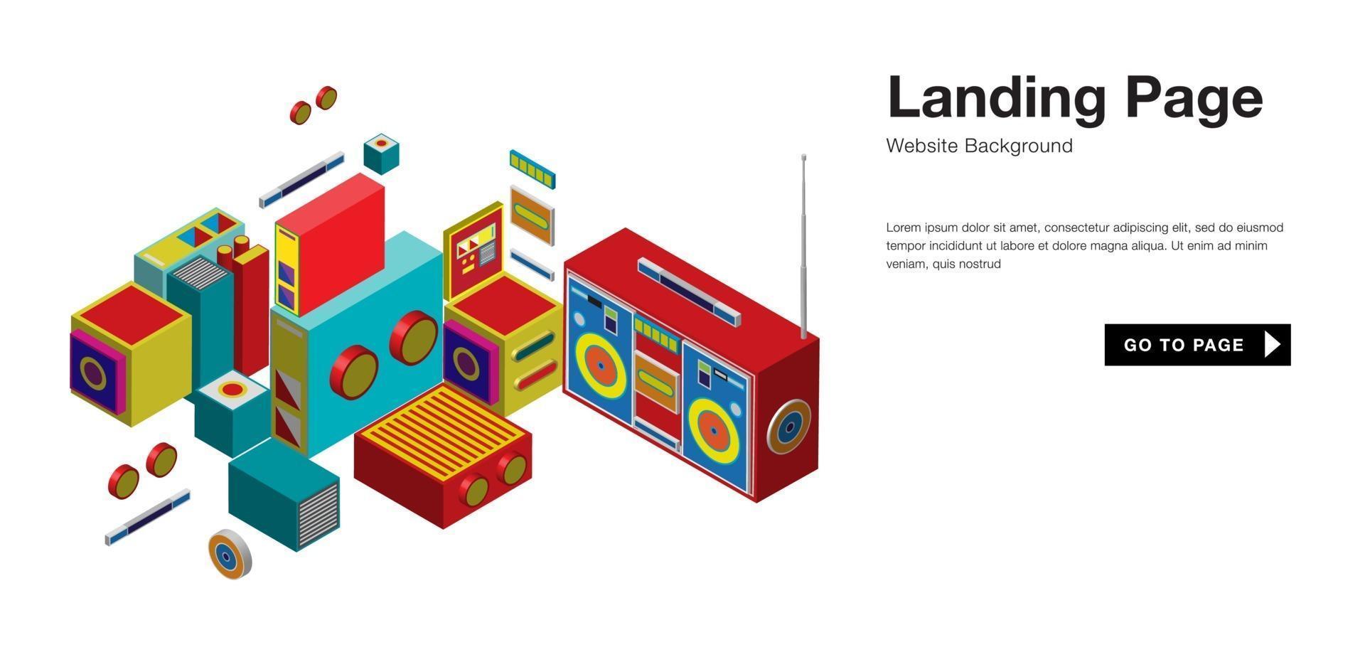 Vector colorful isometric and robot landing page banner